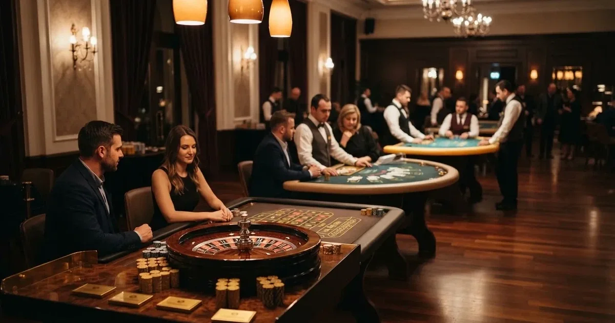 Tre olika spelbord bredvid varandra i en lugn, varmt upplyst spelsal — bästa kasino i sverige